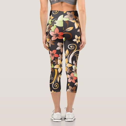 Leggings Capri Papier mural à fleurs 4 (Verso)