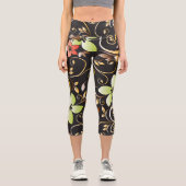 Leggings Capri Papier mural à fleurs 4 (Recto)