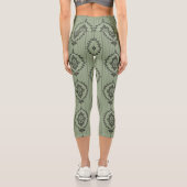 Leggings Capri Papier peint baroque en vert (Verso)