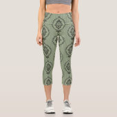 Leggings Capri Papier peint baroque en vert (Recto)
