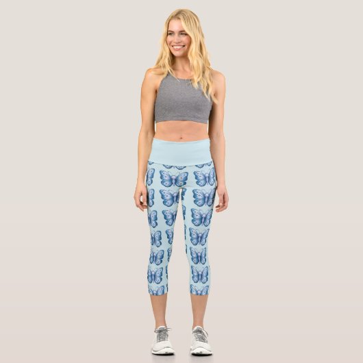 Leggings Capri Papillon bleu (Recto)