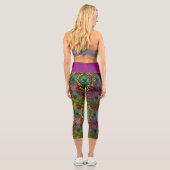 Leggings Capri Papillon en plumes de paon victorien élégant viole (Verso)