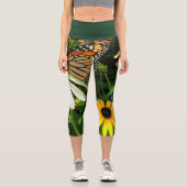 Leggings Capri Papillon monarque avec Daises (Recto)