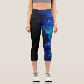 Leggings Capri Papillon Morpho sur fond sombre (Recto)