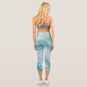 Leggings Capri Papillons en marbre vert de mer (Verso)