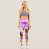 Leggings Capri Papillons Monarque sur Arrière - plan pourpre (Recto)