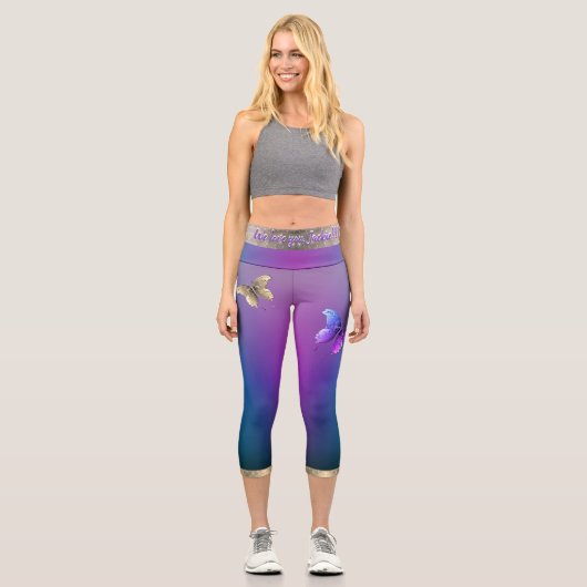 Leggings Capri Papillons & Purple Capris haut taille (Recto)