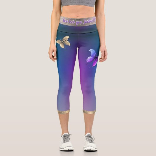 Leggings Capri Papillons & Purple Capris haut taille (Recto)
