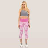 Leggings Capri Papillons romantiques roses et blancs (Recto)