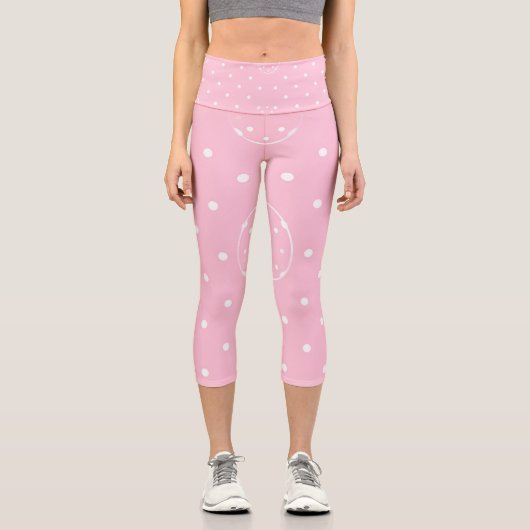 Leggings Capri Parade des pois roses (Recto)