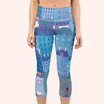 Leggings Capri Paris bleu<br><div class="desc">Décor de Paris,  France au printemps dans les tons bleu et violet. Art original de Nic Squirrell.</div>