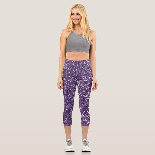 Leggings Capri Parties scintillant Abstraite violet imprimé - Reg (Recto)