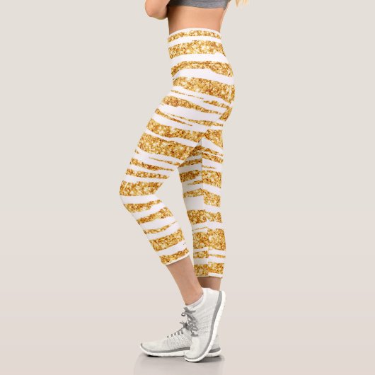 Leggings Capri Parties scintillant blanche or Boho Populaire Tige (Gauche)