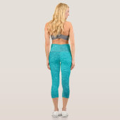 Leggings Capri Parties scintillant bleu turquoise et étincelles (Verso)