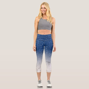 Leggings Capri Parties scintillant bleue moderne ombre brille mar