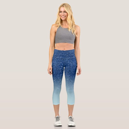 Leggings Capri Parties scintillant bleue moderne ombre scintille (Recto)