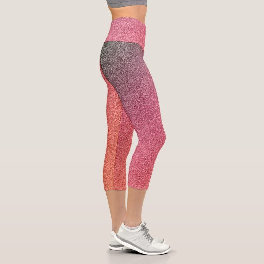 Leggings Capri Parties scintillant de dégradé rose foncé-orange C (Droite)