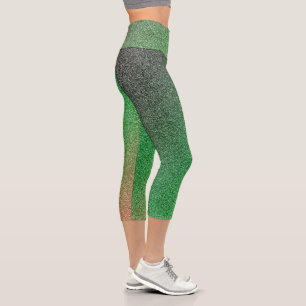 Leggings Capri Parties scintillant de dégradé vert foncé-rouge