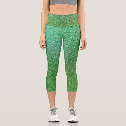 Leggings Capri Parties scintillant de Gradient de Lime Vert Capri (Recto)
