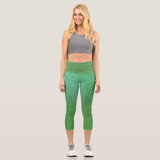 Leggings Capri Parties scintillant de Gradient de Lime Vert Capri (Recto)