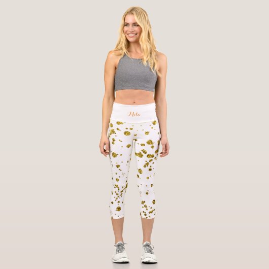 Leggings Capri Parties scintillant d'or (Recto)