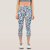 Leggings Capri Parties scintillant d'or bleu Motif Leopard (Recto)