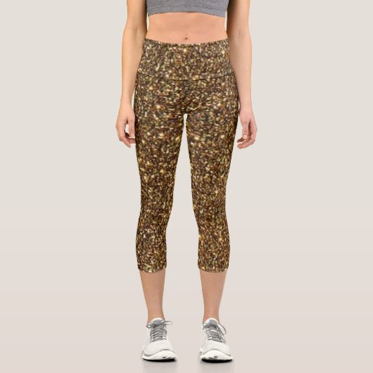 Leggings Capri Parties scintillant en bronze étincelant (Recto)