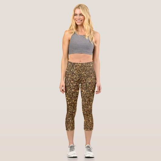 Leggings Capri Parties scintillant en bronze étincelant (Recto)