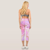 Leggings Capri Parties scintillant en marbre rose violet or (Verso)