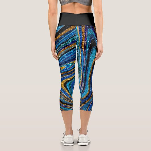 Leggings Capri Parties scintillant en verre étincelant marbre gir (Verso)