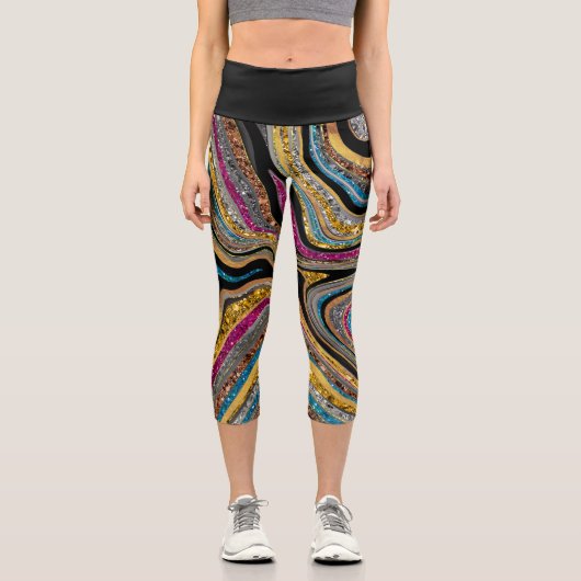 Leggings Capri Parties scintillant en verre étincelante en marbre (Recto)