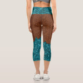 Leggings Capri Parties scintillant étincelle bleu d'Aqua bois bru (Verso)