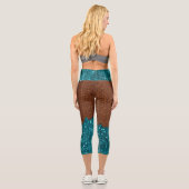 Leggings Capri Parties scintillant étincelle bleu d'Aqua bois bru (Verso)