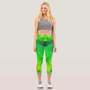 Leggings Capri Parties scintillant Lime Green