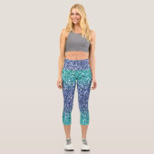 Leggings Capri Parties scintillant Ombre bleu turquoise Capri Leg (Recto)