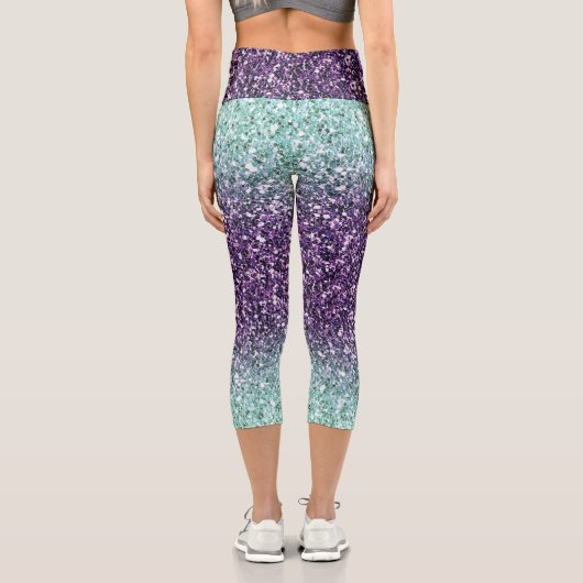 Leggings Capri Parties scintillant Ombre vert-violet Capri Leggin (Verso)