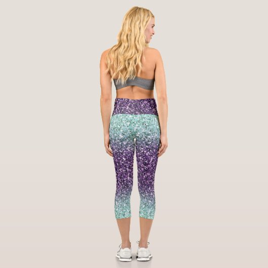 Leggings Capri Parties scintillant Ombre vert-violet Capri Leggin (Verso)