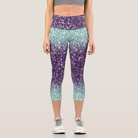 Leggings Capri Parties scintillant Ombre vert-violet Capri Leggin (Recto)