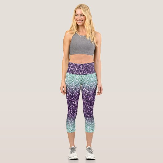 Leggings Capri Parties scintillant Ombre vert-violet Capri Leggin (Recto)