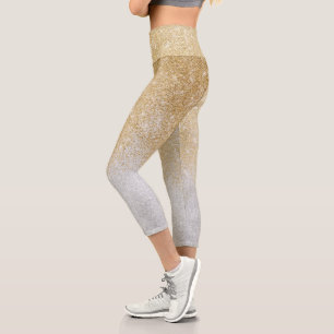 Leggings Capri Parties scintillant or et argent Ombre design de l