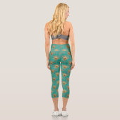 Leggings Capri Parties scintillant Peacock Feathers Motif (Verso)