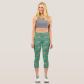 Leggings Capri Parties scintillant Peacock Feathers Motif (Recto)