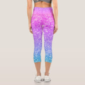 Leggings Capri Parties scintillant rose à bleu fausse texture omb (Verso)