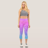 Leggings Capri Parties scintillant rose à bleu fausse texture omb (Recto)