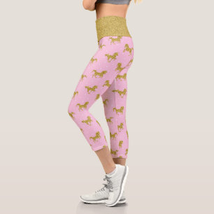 Leggings Capri Parties scintillant rose et or Unicorne