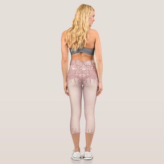 Leggings Capri Parties scintillant rose Gold Blush Étincelle Dans (Verso)