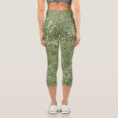 Leggings Capri Parties scintillant verte Faux Texture (Verso)