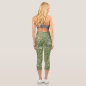 Leggings Capri Parties scintillant verte Faux Texture (Verso)