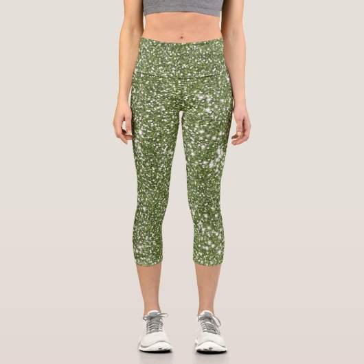 Leggings Capri Parties scintillant verte Faux Texture (Recto)