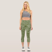Leggings Capri Parties scintillant verte Faux Texture (Recto)
